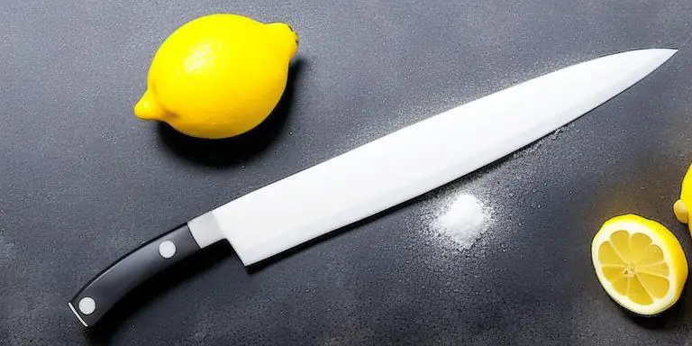 Clean Kitchen Knives with emon and salt