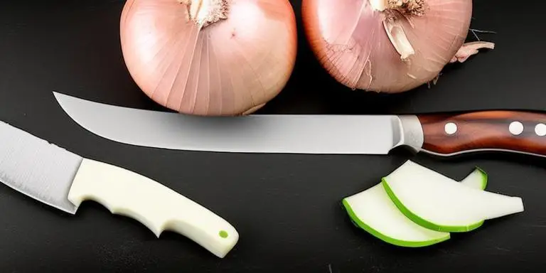 Cleaning Knife With Onions