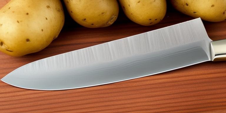 clean kitchen Knives with Potato