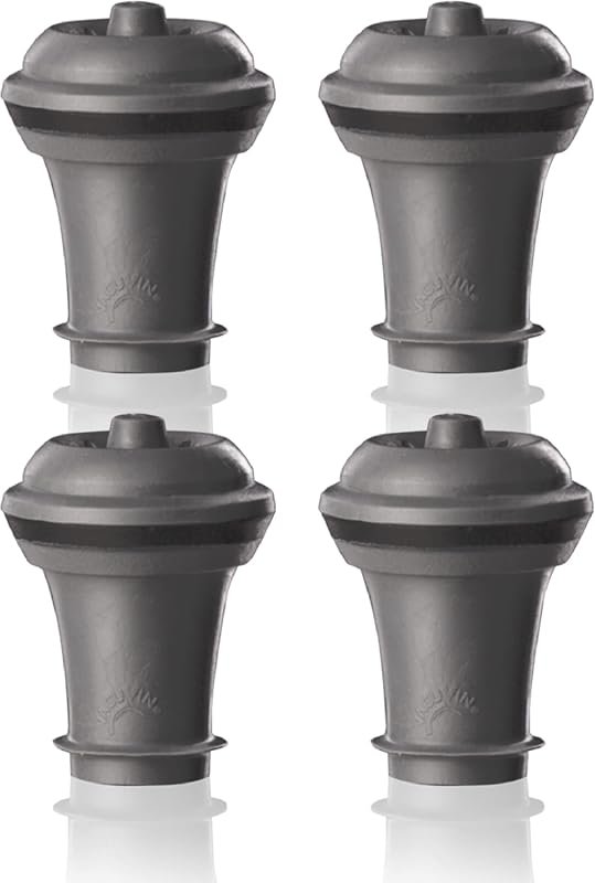 Vacu Vin Gray Wine Saver Stoppers Set of 4 – Airtight Seal, Food-Grade