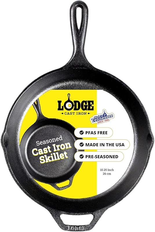 Lodge Seasoned Cast Iron Skillet, PFAS-Free, Non-Toxic, Oven & Stoveto