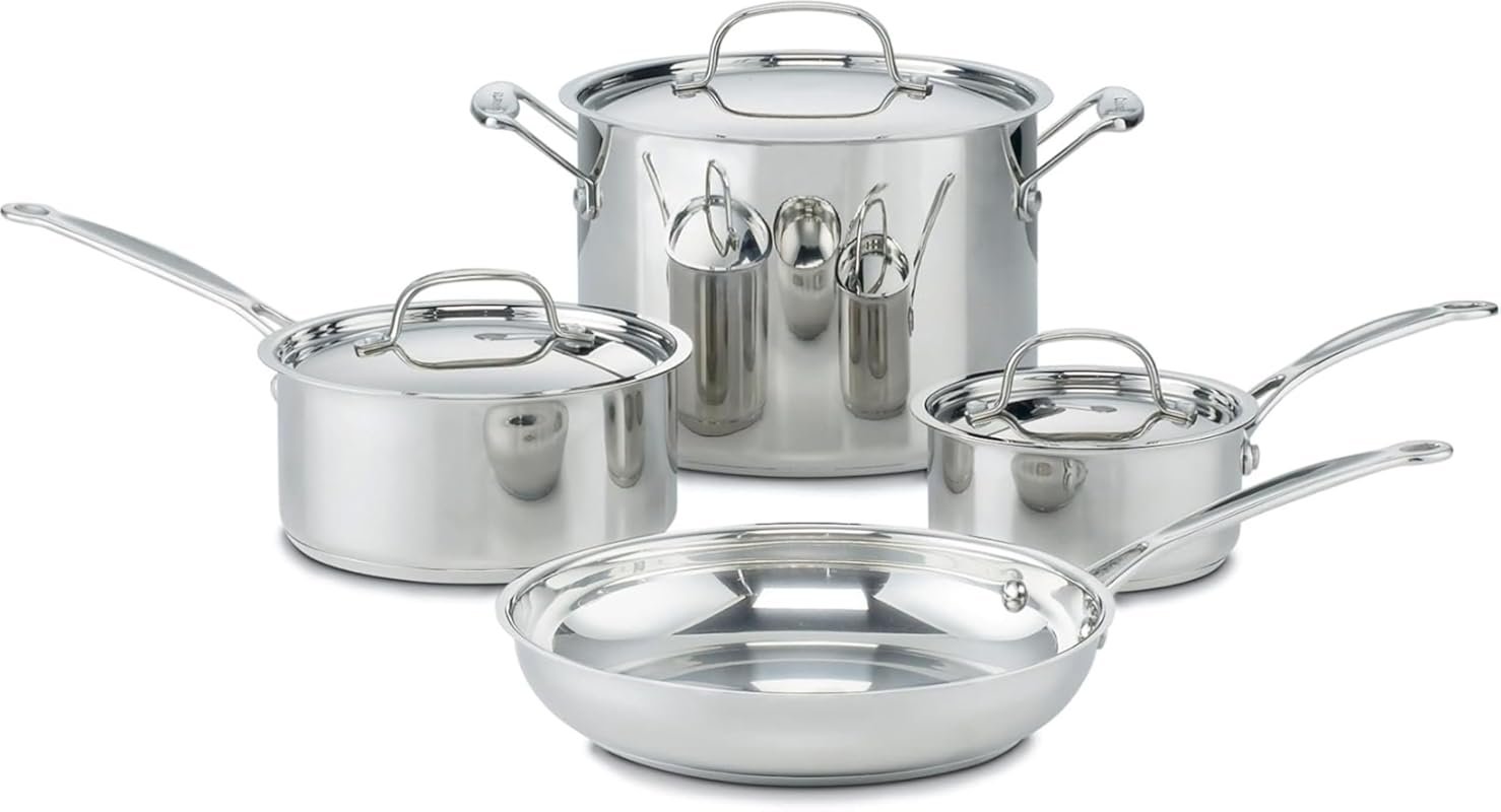 Cuisinart 7-Piece Stainless Steel Cookware with Aluminum Core, Cool Gr