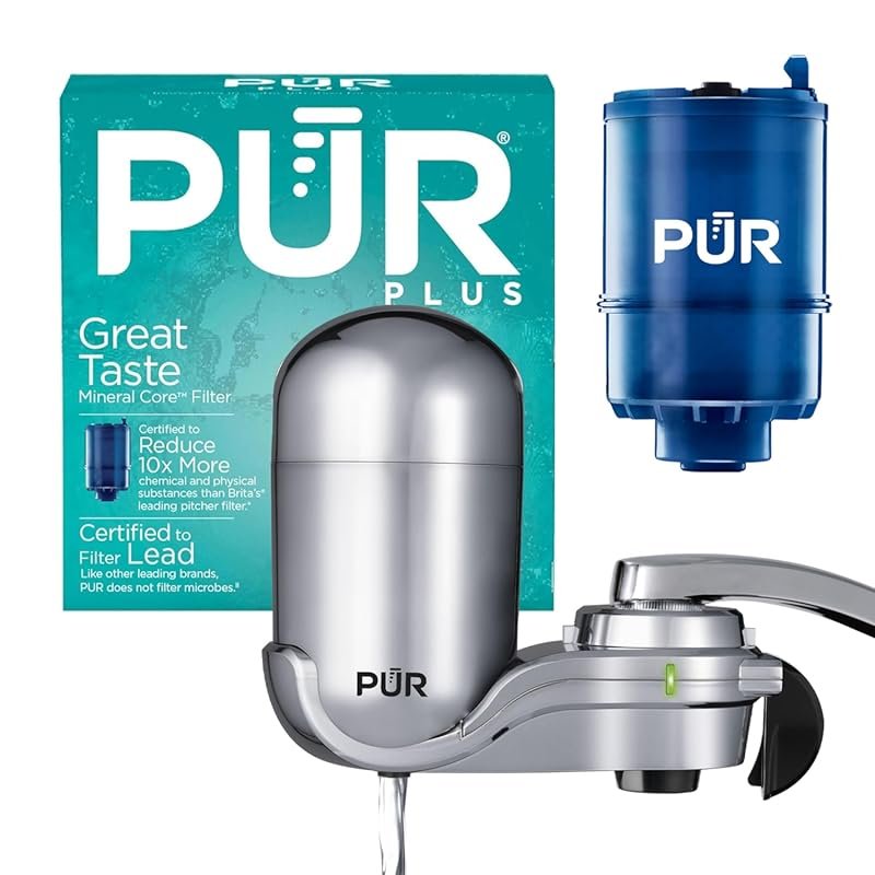 PUR Plus Vertical Faucet Mount Water Filtration System, Lead-Reducing,