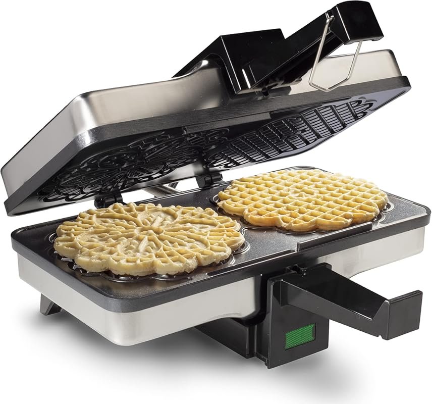 Non-Stick Electric Pizzelle Press Makes Two 5-Inch Cookies with Even H