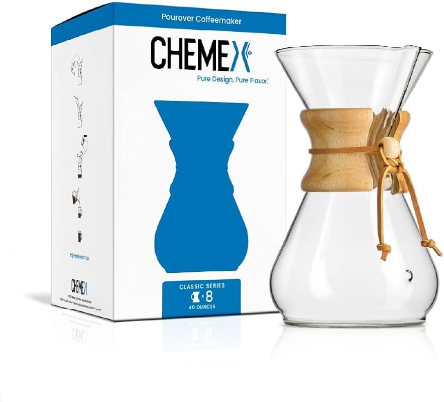 Chemex Classic Series 8-Cup Pour-Over Glass Coffeemaker with Exclusive