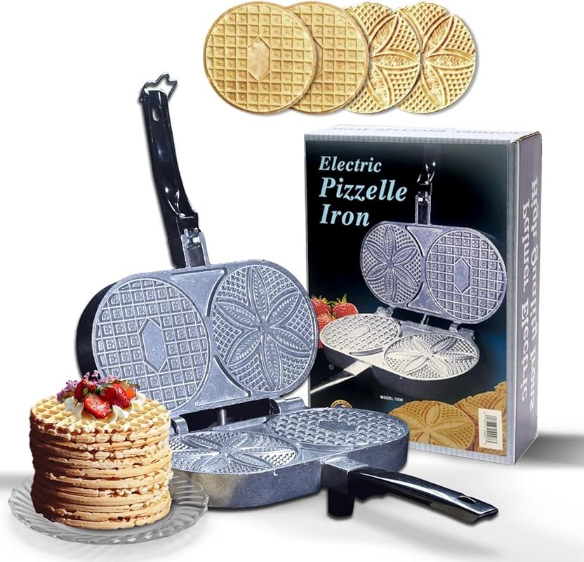 C. Palmer Model 1000 800W Electric Pizzelle Maker Makes Authentic 5-In