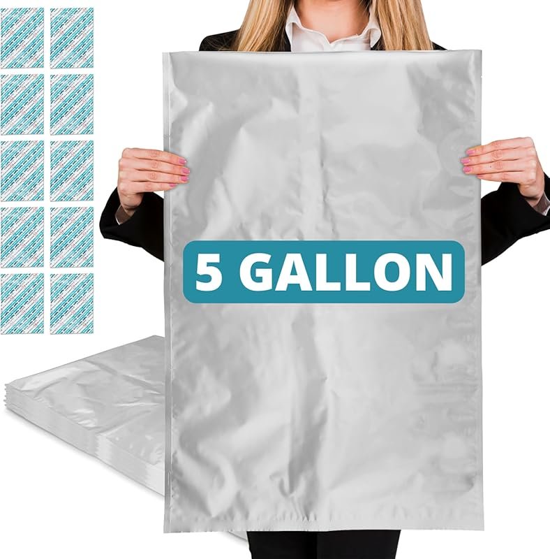 Dry-Packs 10 5 Gallon Mylar Bags with 2000cc Oxygen Absorbers, Durable