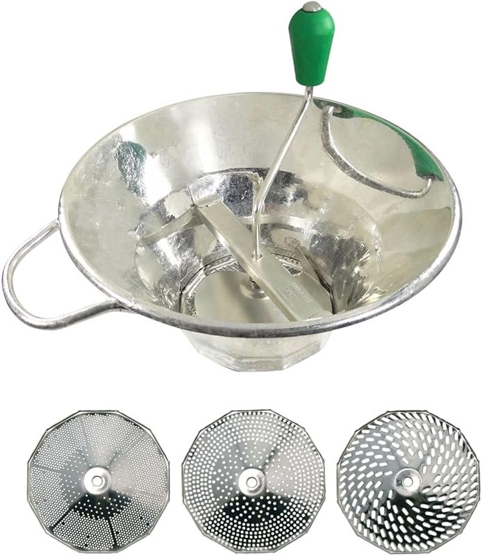 Louis Tellier Manual Tin Plated Food Mill – Professional, Includes 3 D