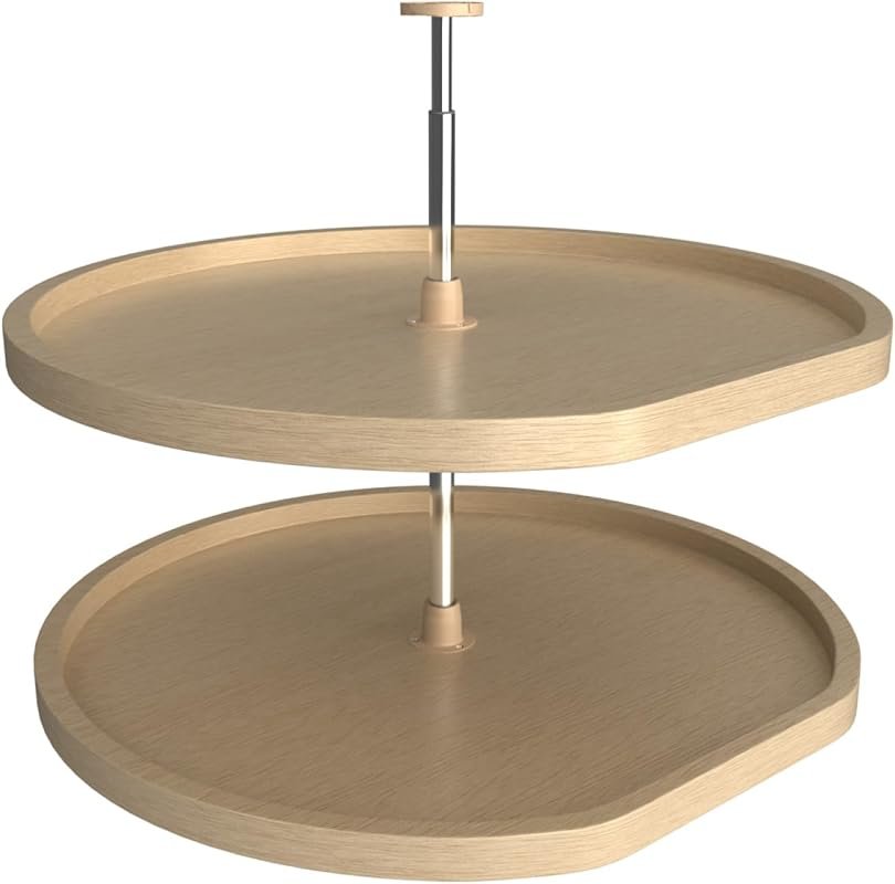 Lazy Daisy Banded Wood D-Shaped 2-Shelf Lazy Susans for Corner Base Ca