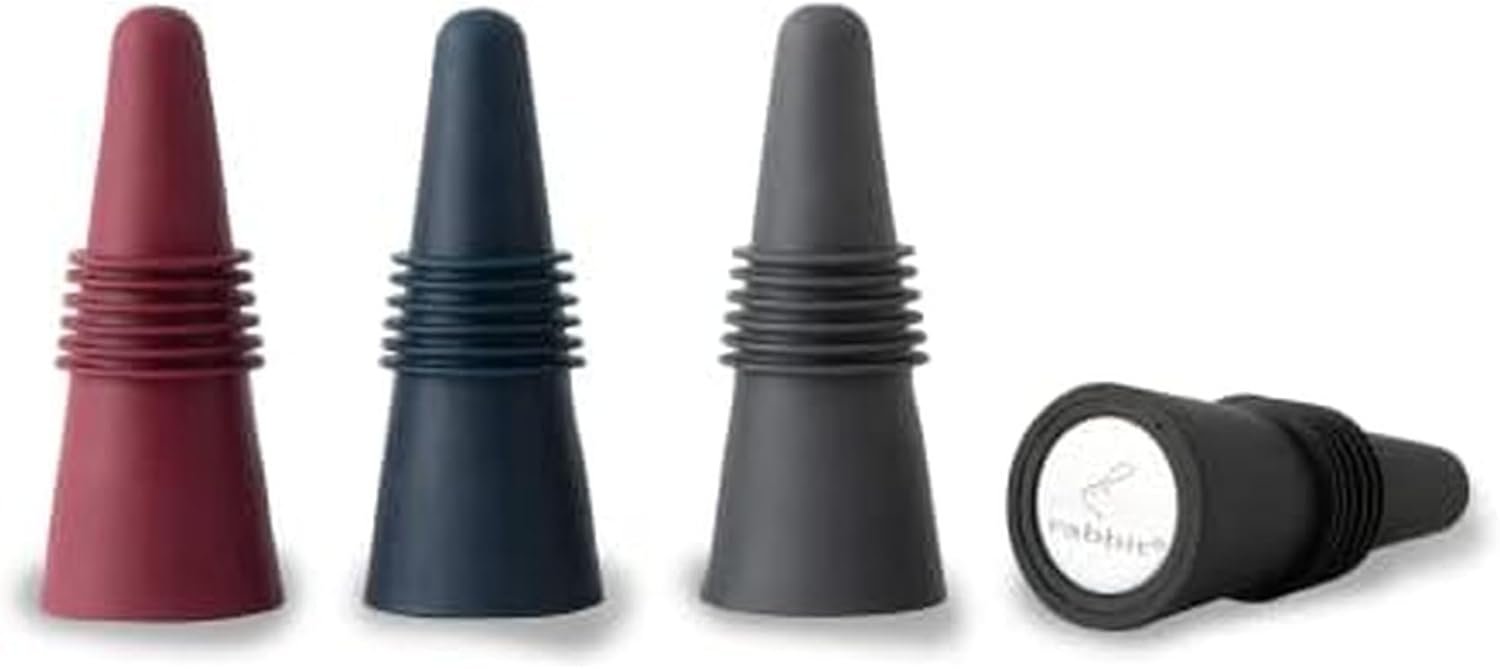 Rabbit Multicolor Bottle Stoppers Set of 4 – Durable, Dishwasher Safe
