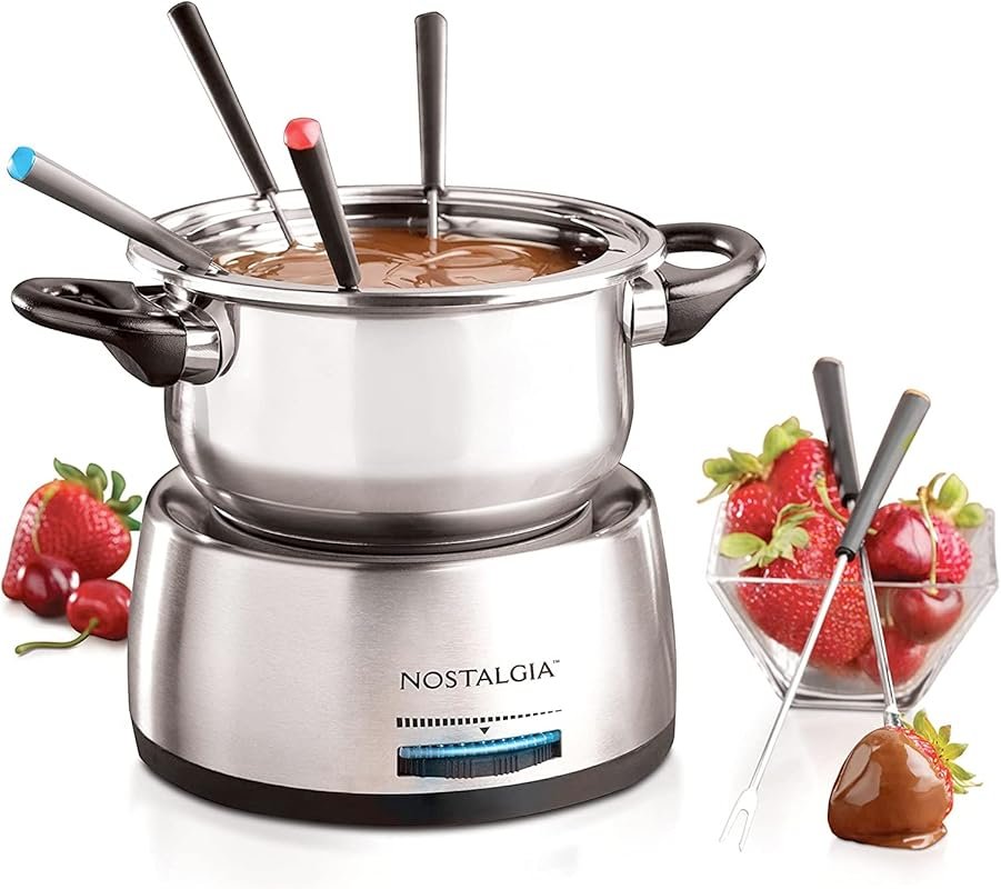 Nostalgia 6-Cup Electric Fondue Set for Cheese & Chocolate - 6 Color-C