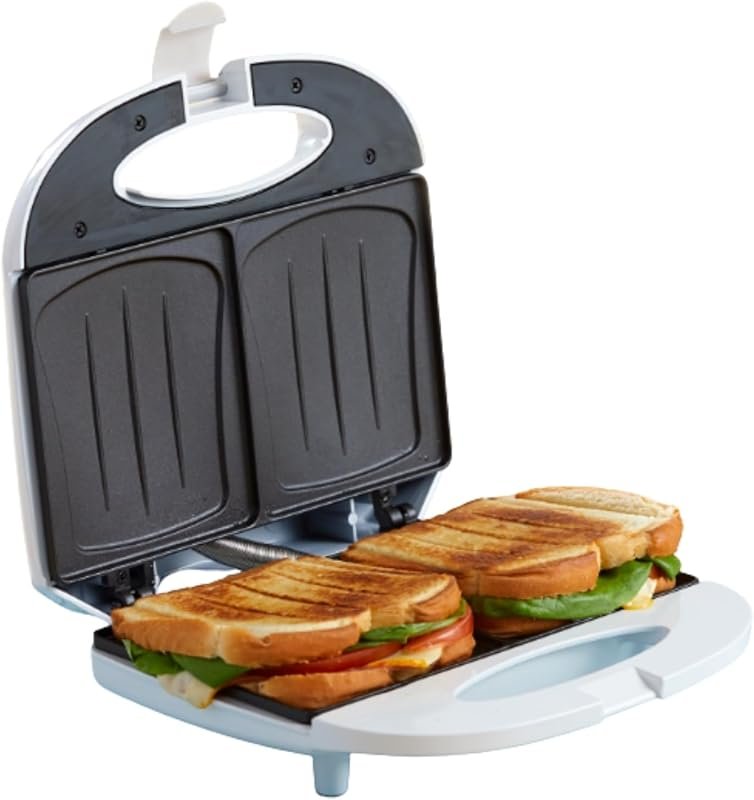 IMUSA White Electric Sandwich Maker, 2-Slot Nonstick Press for Grilled