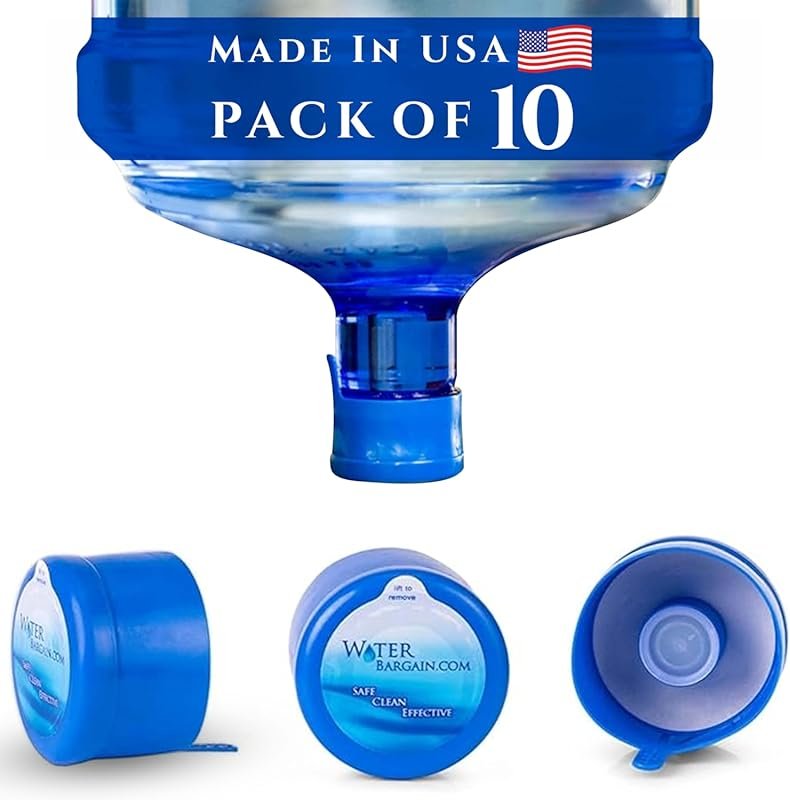 10-Pack USA Made Spill Proof Caps for 2-6 Gallon Jugs, Fits 55mm Stand