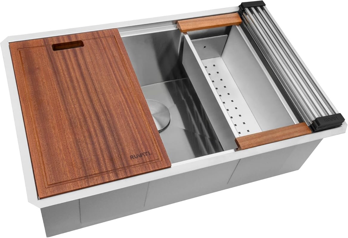 Ruvati 32-inch Undermount 16-Gauge Stainless Steel Workstation Kitchen