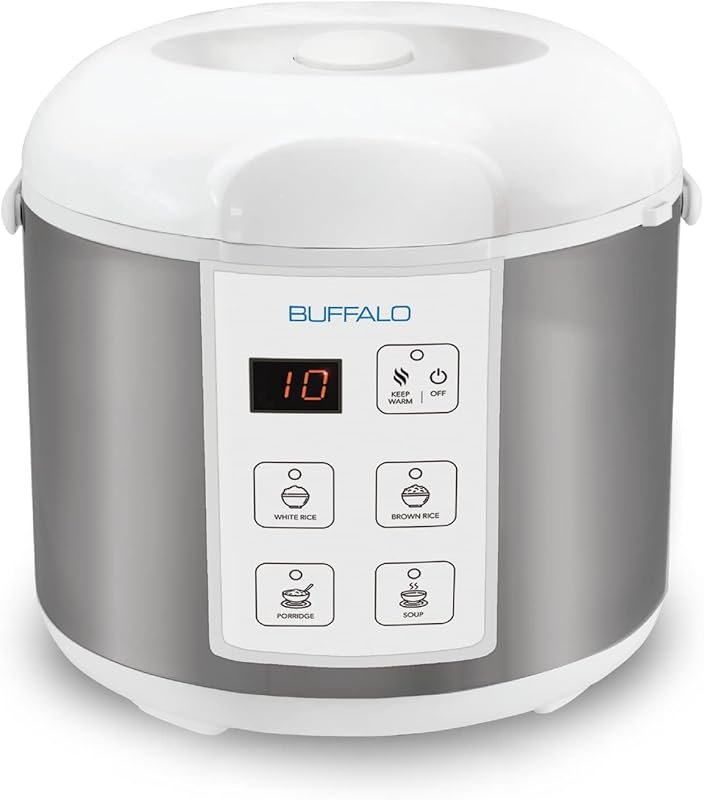 Buffalo Classic 5-Cup Electric Rice Cooker with Clad Stainless Steel N