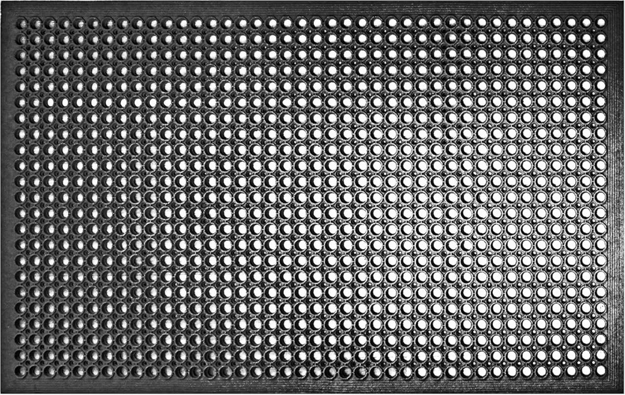 Commercial Anti-Fatigue Rubber Mat, Grease Resistant Black Floor Prote