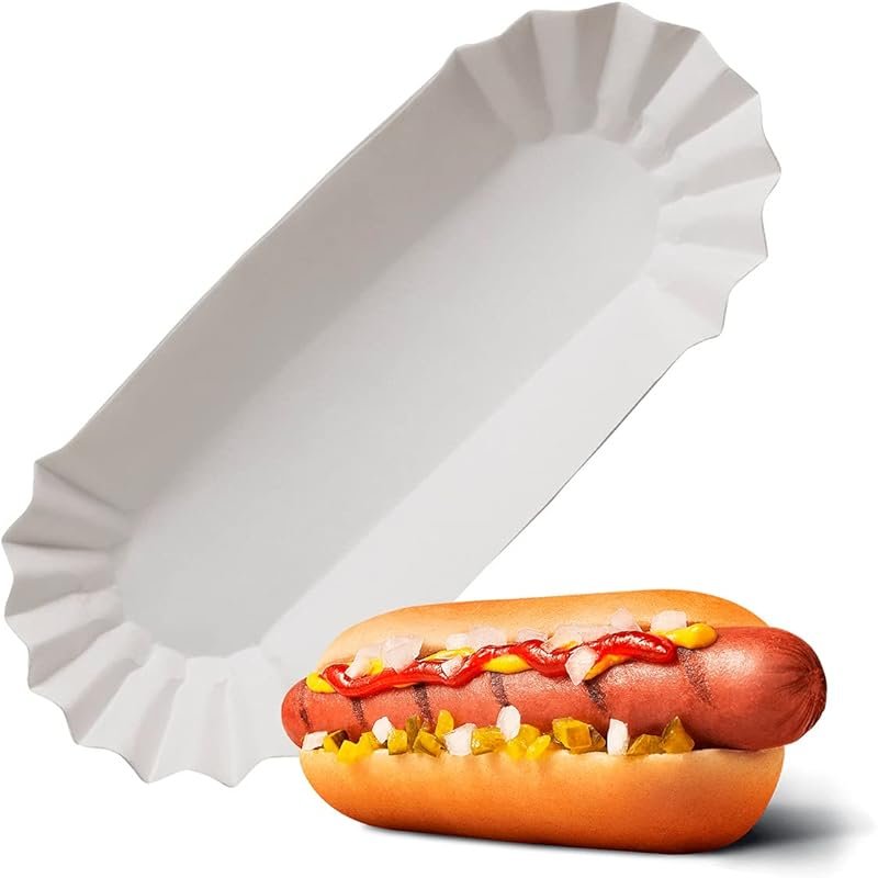 50 Microwave-Safe Paper Hot Dog Trays for BBQ, Nachos & Tailgates, Gre
