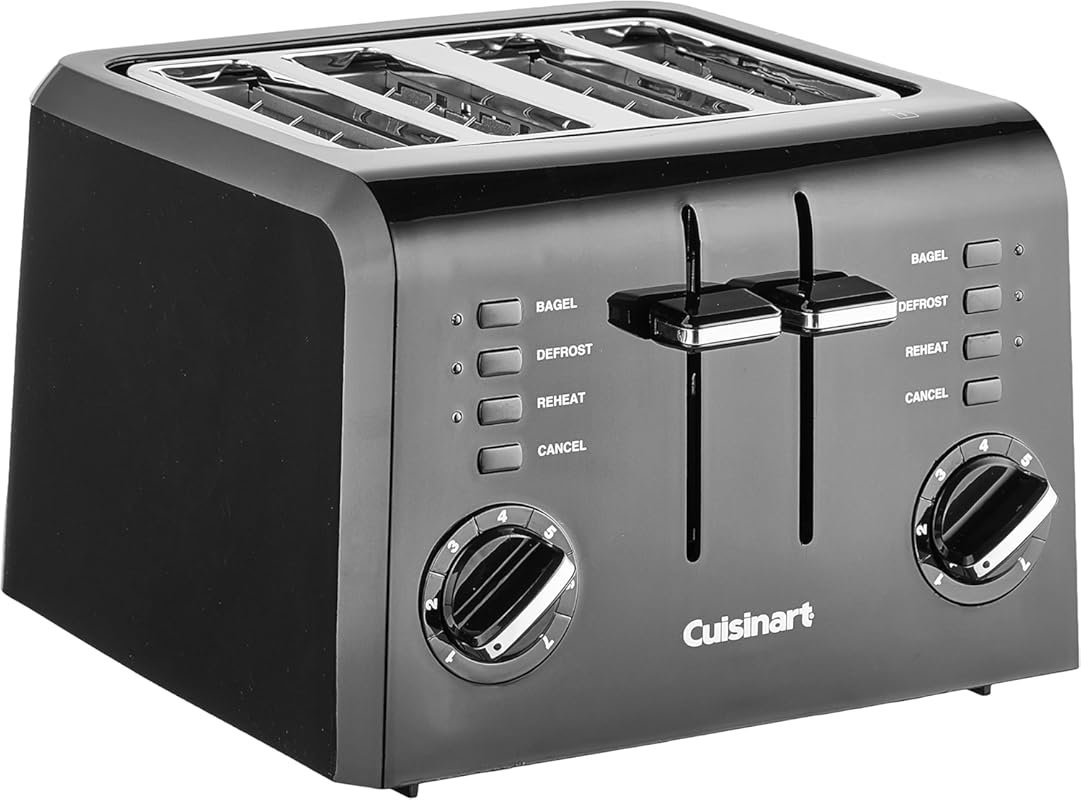 Cuisinart 4-Slice Compact Plastic Toaster, Black, CPT-142BKP1
