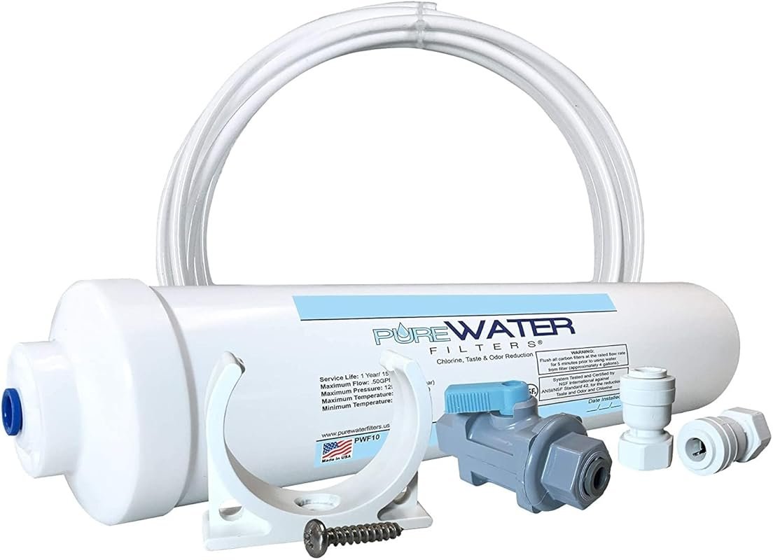 PureWater Filters Inline Kit for Refrigerators with Ice Makers – Push-