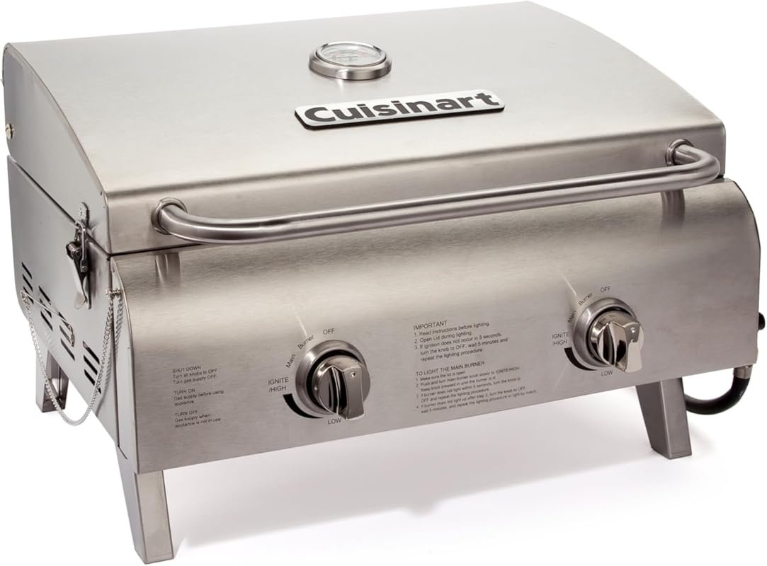 Cuisinart Portable Propane Grill with 20K BTU Stainless Burners for Ou