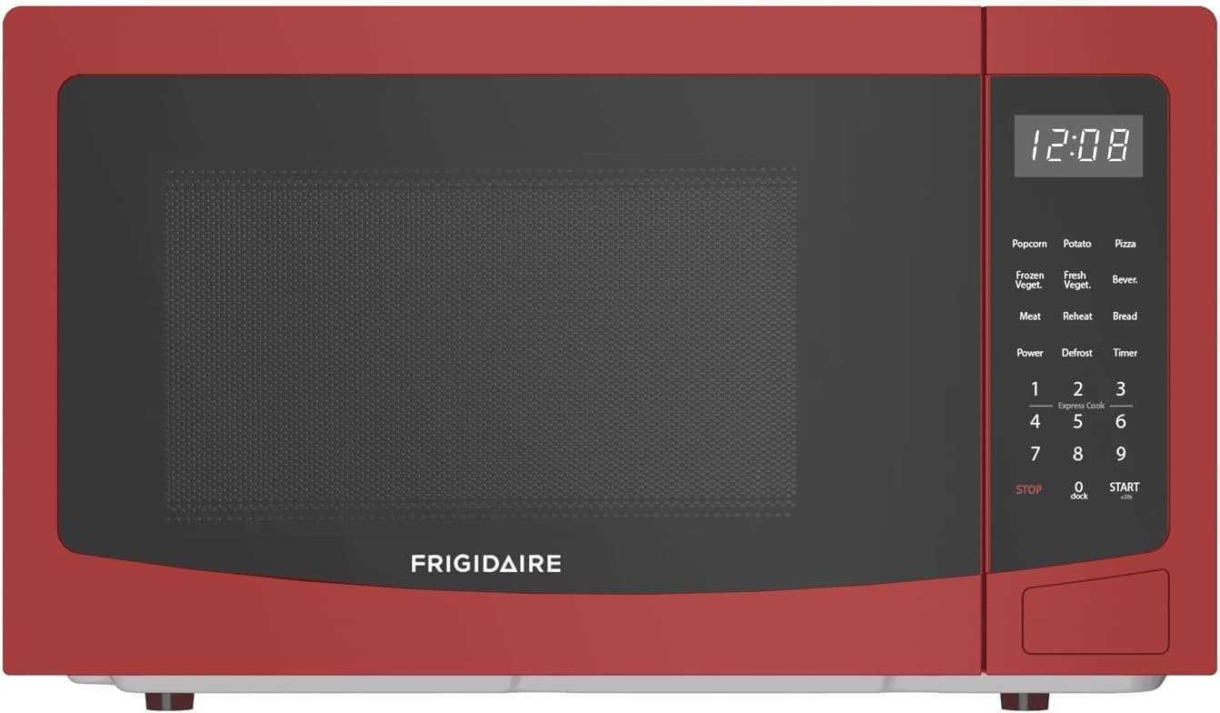 FRIGIDAIRE 1000W Red Microwave Oven with Spacious 1.1 Cu. Ft. Design