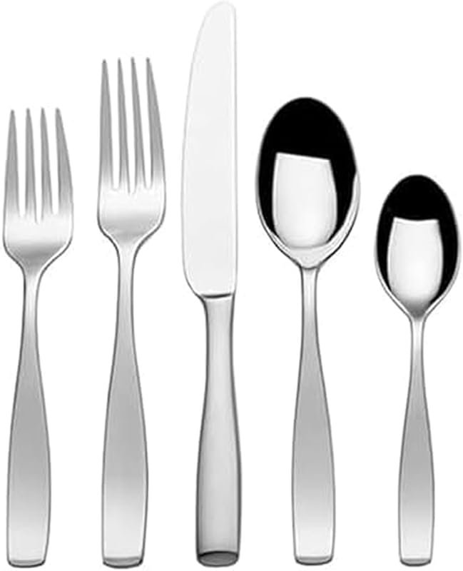 Mikasa Satin Loft 65-Piece Flatware Set for 12 – Durable 18/10 Stainle