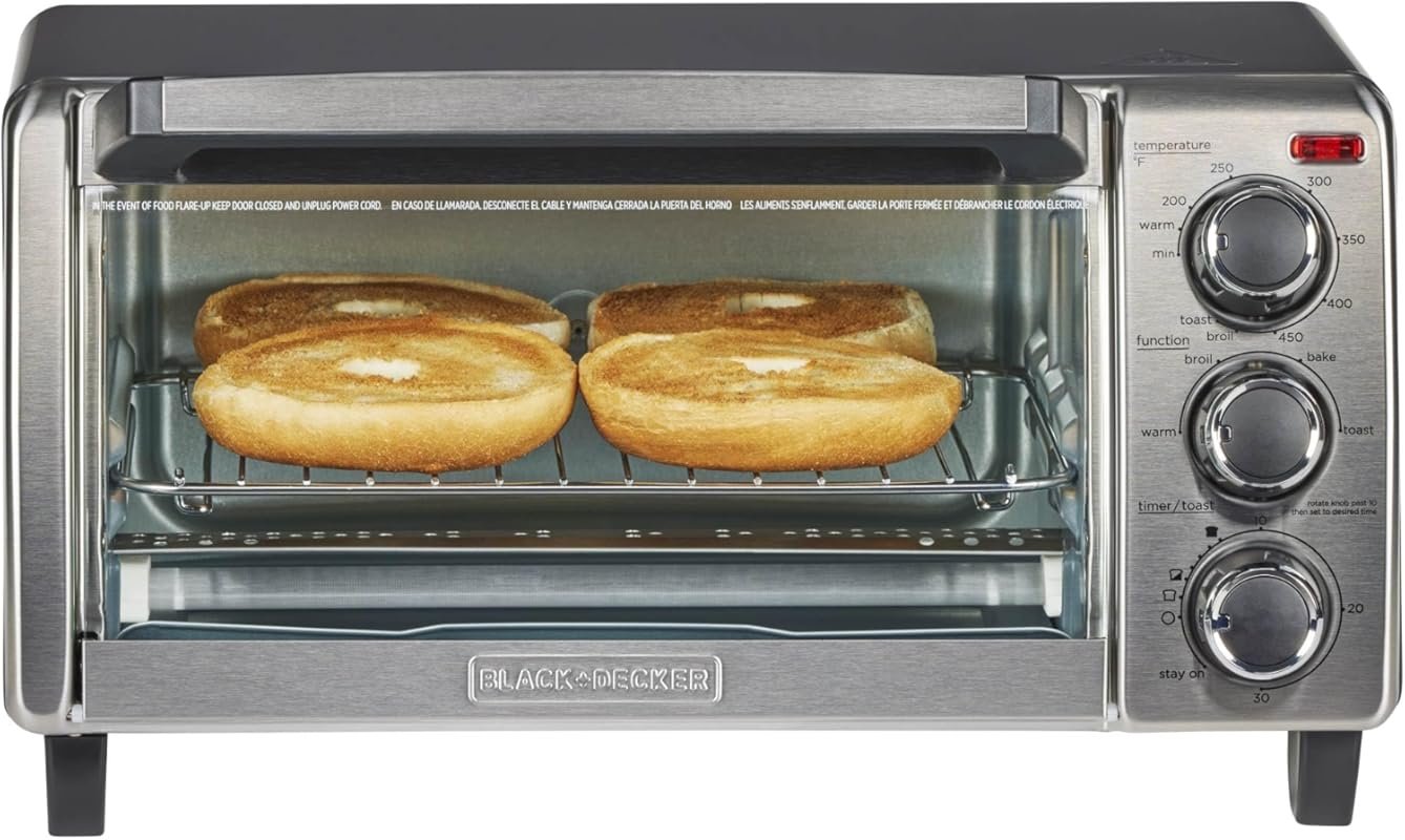 BLACK+DECKER TO1313SBD Compact Toaster Oven, 15.47 Inch, Silver Finish