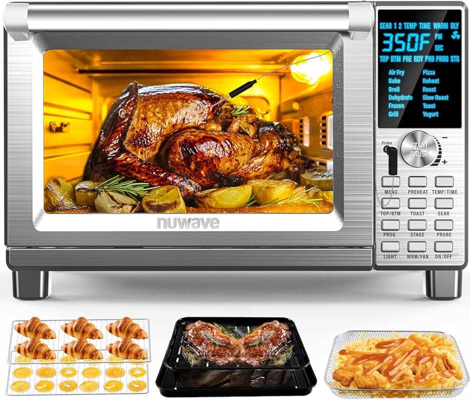 Nuwave Bravo Air Fryer Toaster Smart Oven, 30-QT XL, 50°–500°F, 12-in-