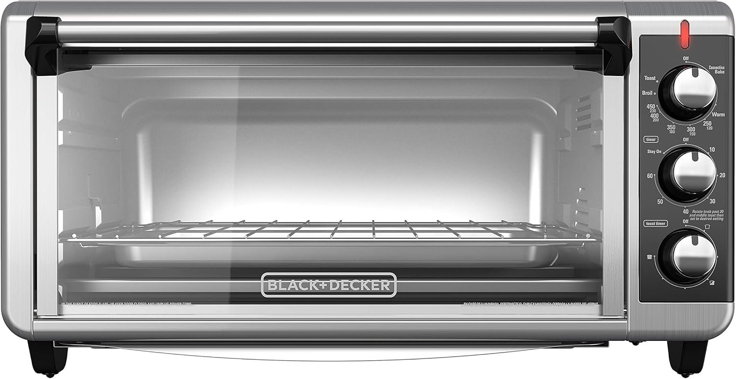 BLACK+DECKER 8-Slice Extra Wide Convection Toaster Oven with Bake Pan 