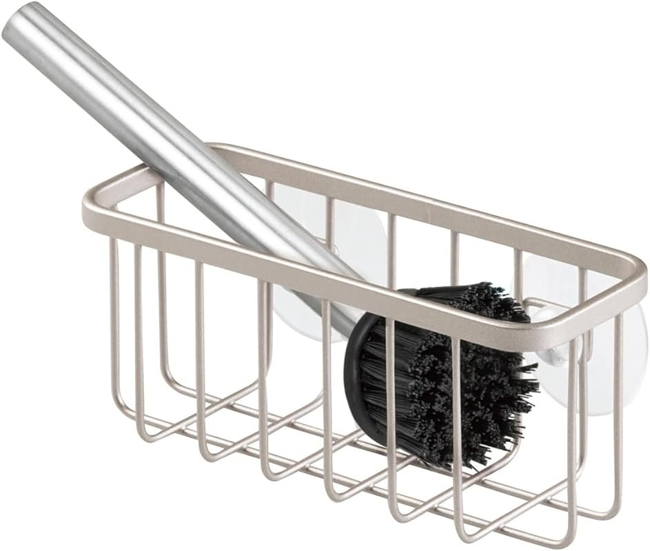 iDesign Rust-Resistant Stainless Steel Sponge Holder with Suction Cups