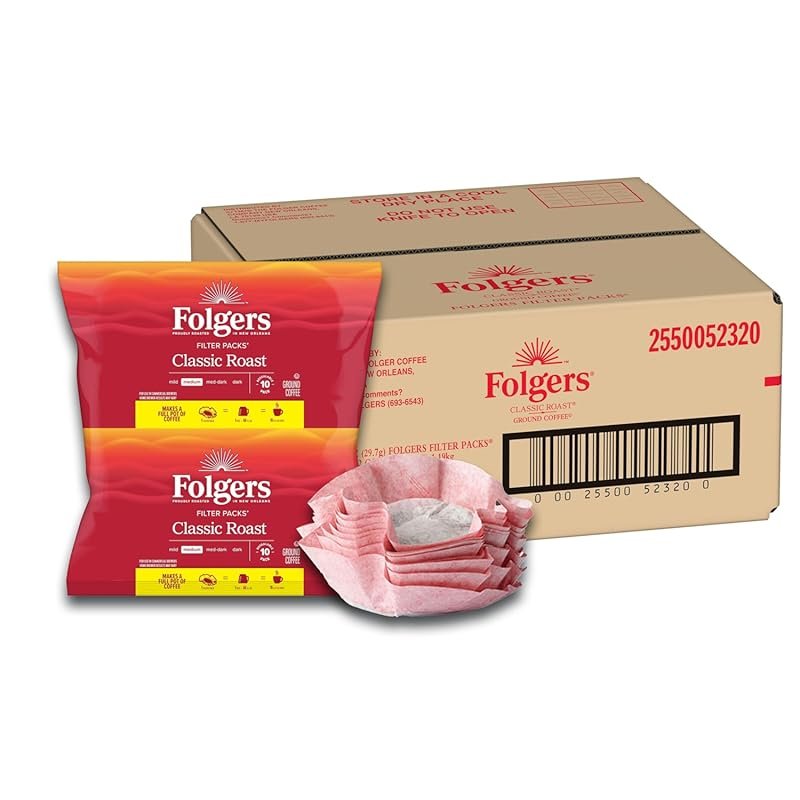 Folgers Classic Roast Ground Coffee, Medium Roast in 40 Count 1.05 oz 