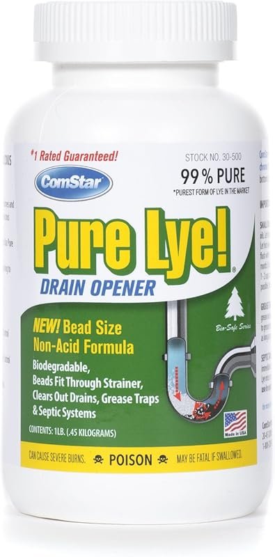 ComStar Pure Lye 1 lb - Biodegradable Sodium Hydroxide Beads for Soap 