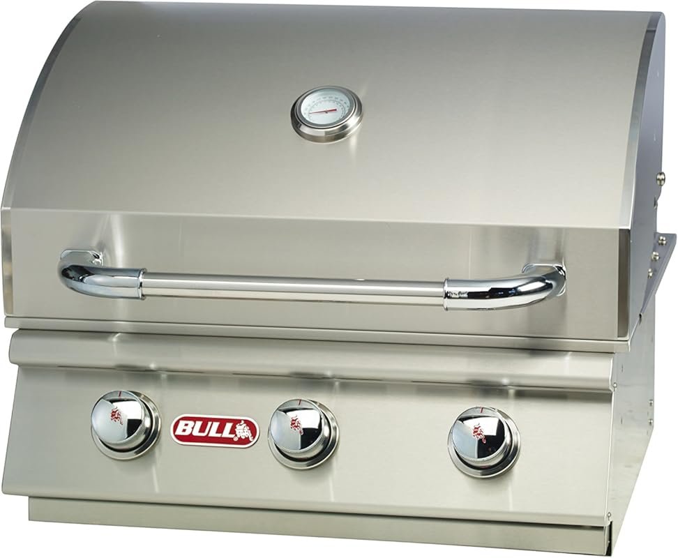 Bull Steer Premium Drop-in LP Grill, 15,000BTU Liquid Propane, Silver,