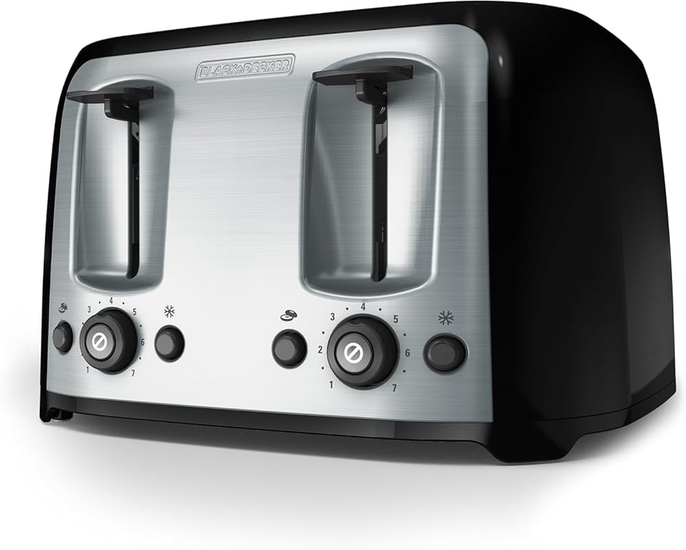 BLACK+DECKER 4-Slice Toaster with Extra Wide Slots, 7 Shade Settings &