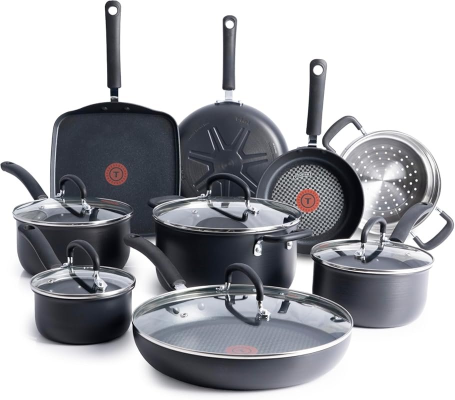 T-fal 14-Piece Hard Anodized Nonstick Cookware Set with Dutch Oven, Ov
