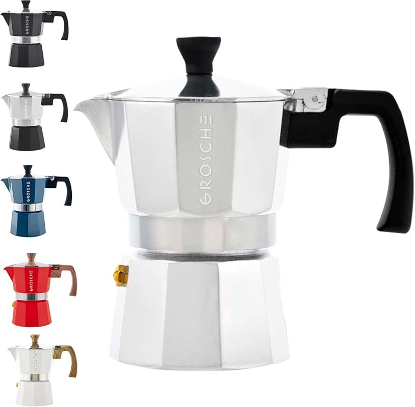 GROSCHE Milano Moka Pot – 3 Espresso Cups, Stovetop Percolator for Hom