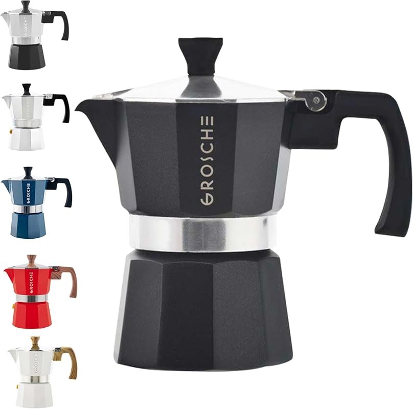 Grosche Milano Stovetop Moka Pot Espresso Maker, 5oz, Black, Cuban Cof