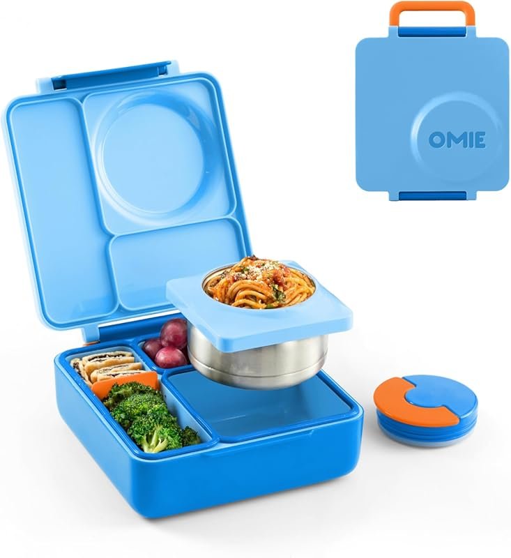 OmieBox Kids Bento Box – Insulated 3 Compartment Lunch with Two Temper