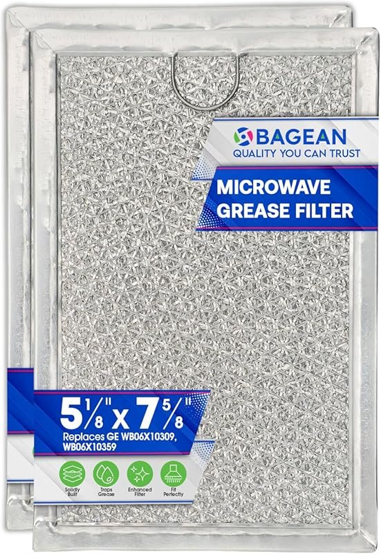 2-Pack GE Microwave Grease & Carbon Filter (7.64”x5.12”) Fits WB06X103