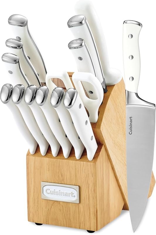 Cuisinart 15-Piece Forged Knife Set with Block, Triple Rivet, High Car