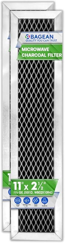 Microwave Charcoal Filter 11.02” x 2.52” for GE JX81D - 2-Pack Carbon 