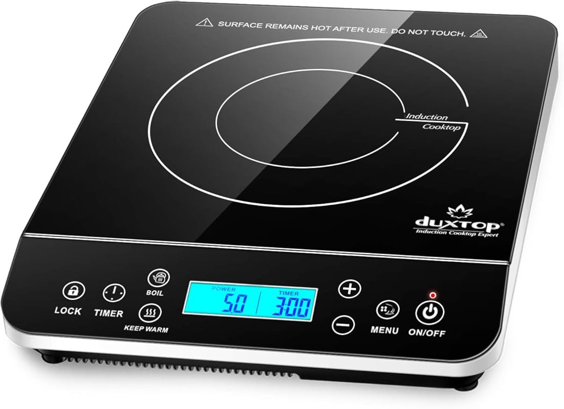 Duxtop Portable Induction Cooktop with 1800W, LCD Sensor Touch & Silve