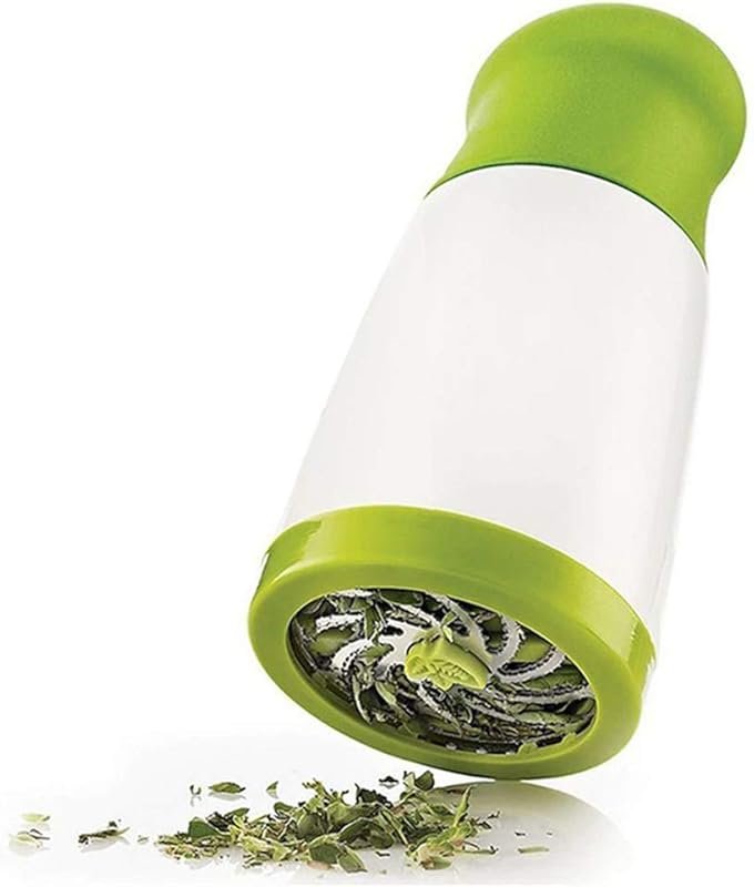 Herb Mill Chopper with Stainless Steel Blades, White & Green