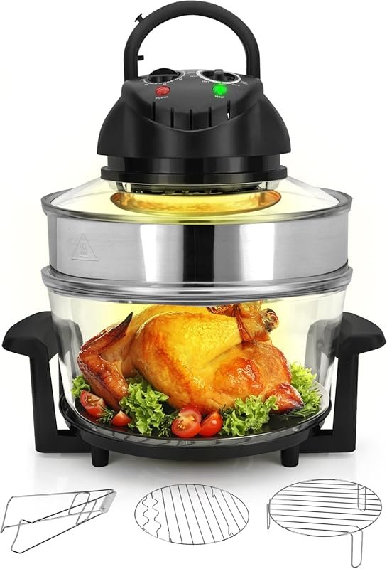 Nutrichef 18-Quart Convection Countertop Oven with Glass Bowl, Broil &