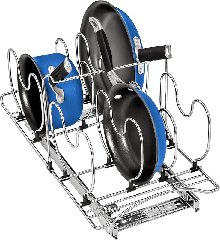 LYNK PROFESSIONAL® Chrome Pull Out Cabinet Organizer for Pots and Pans