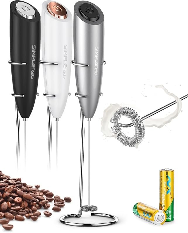 SIMPLETASTE Stainless Steel Whisk Electric Milk Frother for Bulletproo