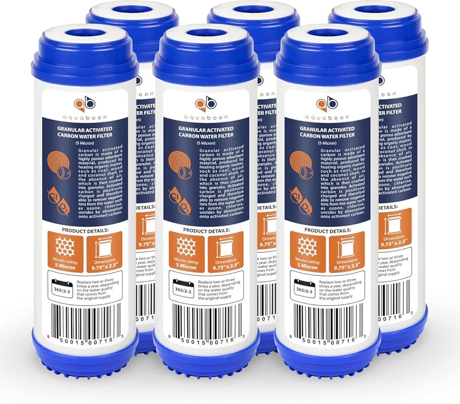Aquaboon 5-Micron GAC Water Filter Cartridge (6 Pack) Compatible with 