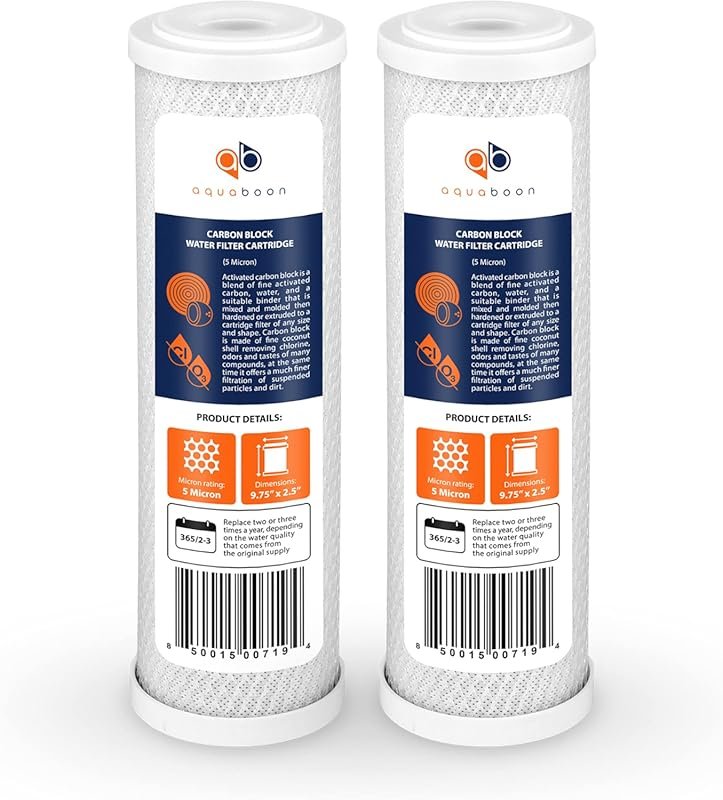 Aquaboon 5 Micron 10x2.5 Carbon Block CTO Water Filter Cartridge for W