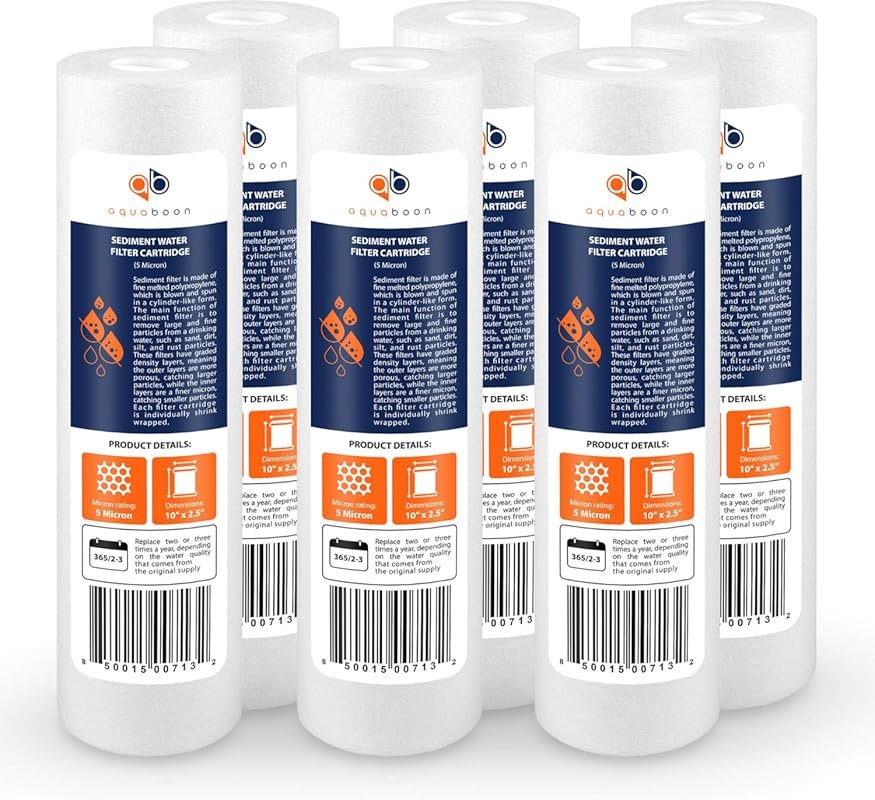 Aquaboon 5 Micron Whole House Sediment Filter for Well Water, Compatib