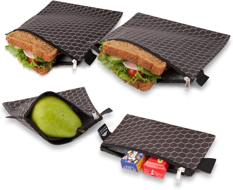 Nordic By Nature 4-Pack Reusable Sandwich Bags – Dishwasher Safe, BPA-